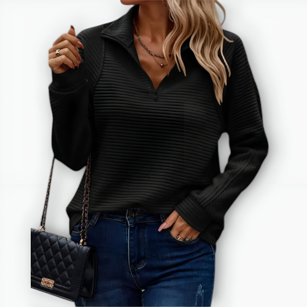 Bruna - Elegantiška megztinė su pusiau užtrauktuku