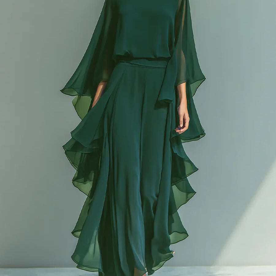 Aurora | Elegantiškas Chiffon Komplektas su Volanais