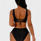 Helena - Aukšto Liemens Bikini su Kryžminiu Viršumi