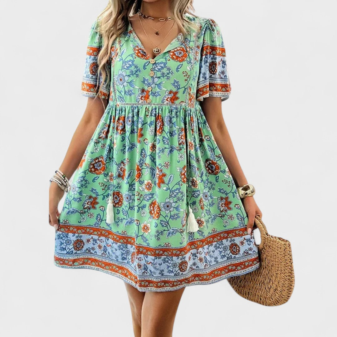 Marta - Boho Gėlių Suknelė