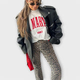Carina - Vintage džinsai su leopardų raštu