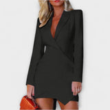 Gabriela - Elegantiškas Blazer Suknelė su Giliais Iškirptėmis