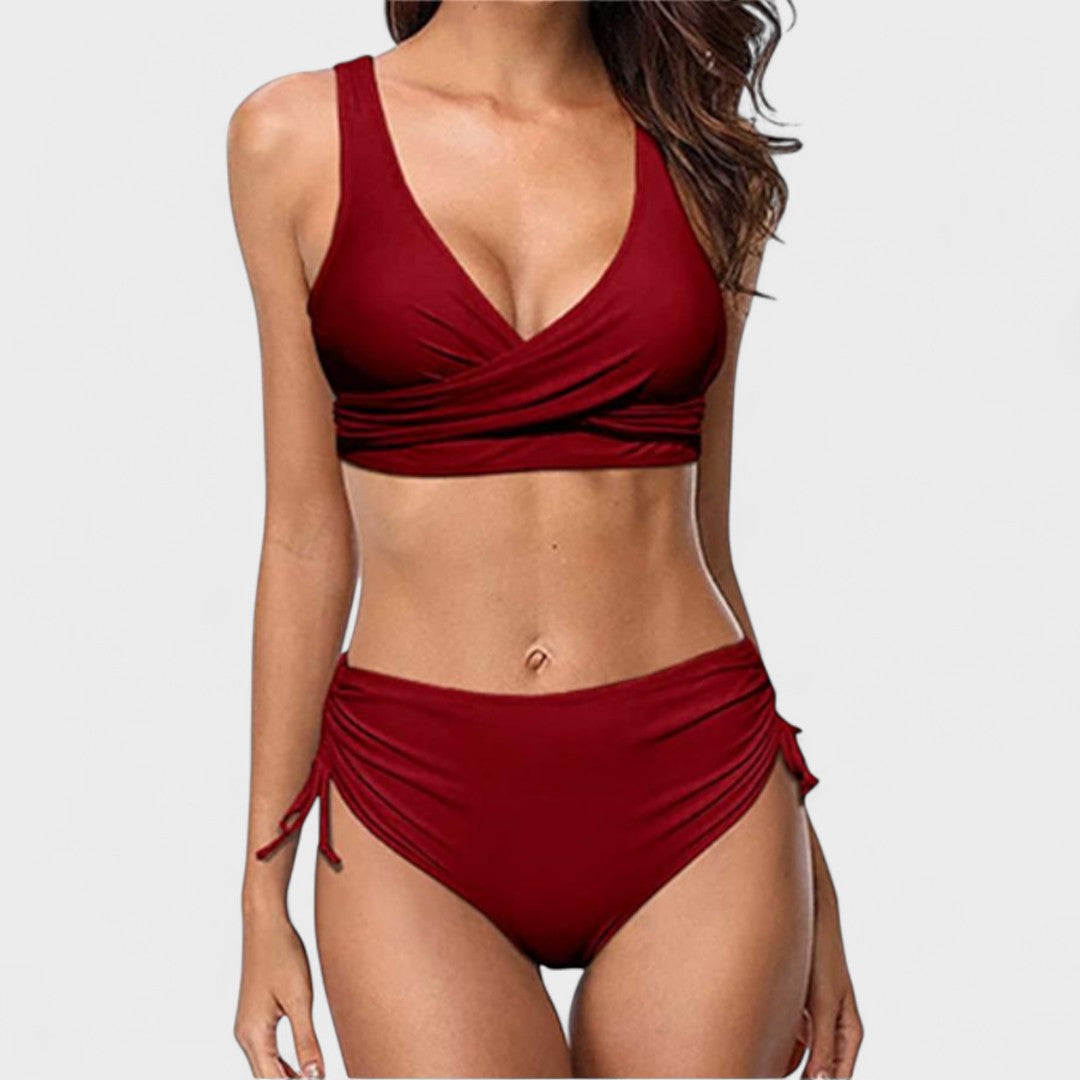 Helena - Aukšto Liemens Bikini su Kryžminiu Viršumi